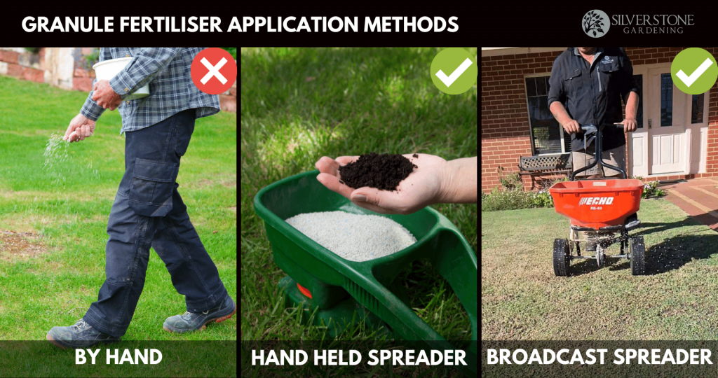 granule lawn fertiliser application methods (Silverstone Gardening)